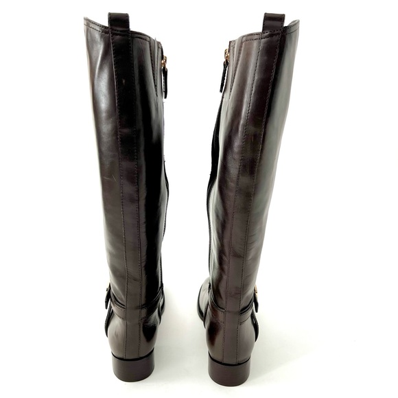 TORY BURCH | Tall Riding Boots Bristol Dark Brown Coconut Leather Size 7 - Picture 9 of 15